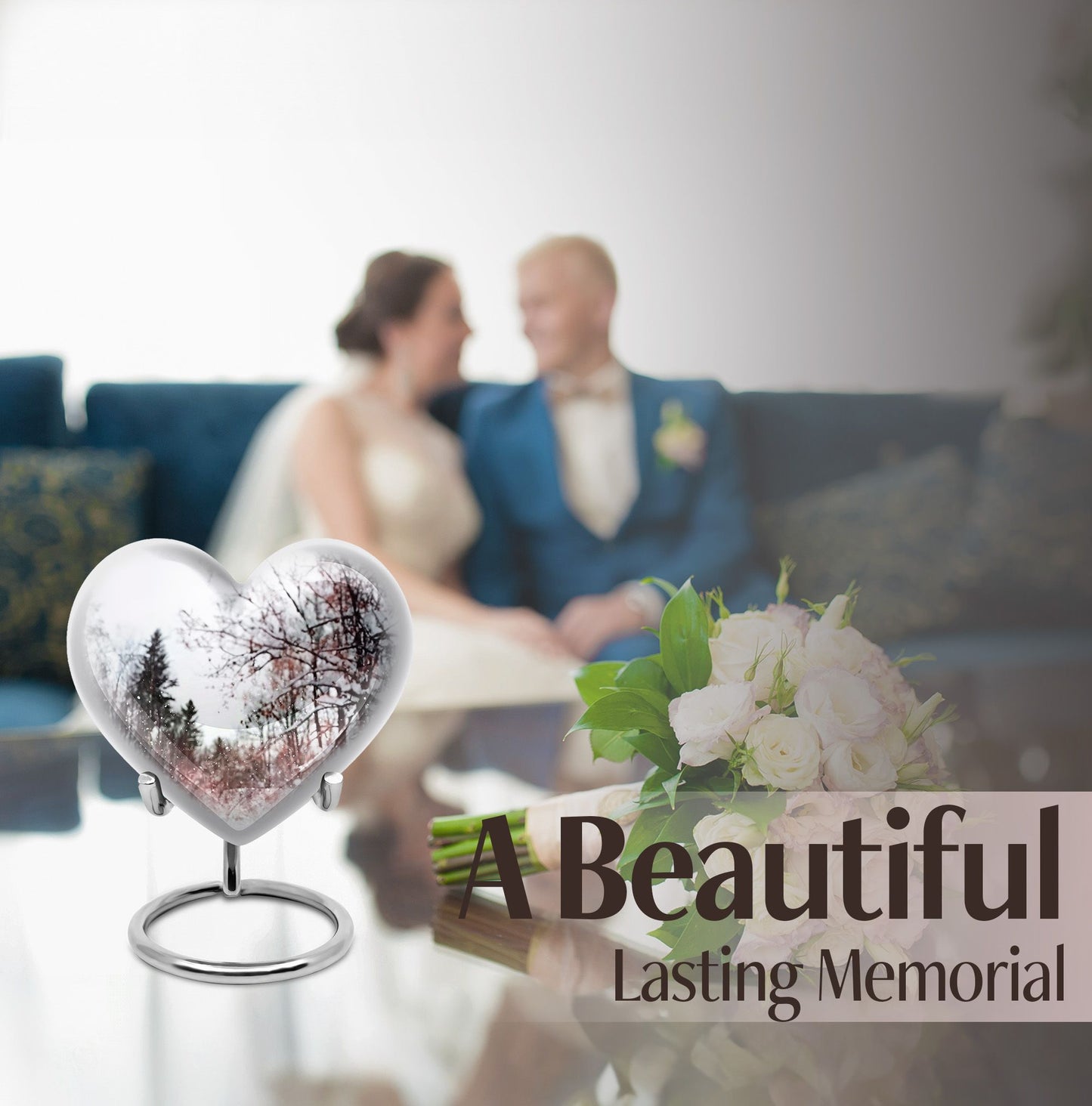 Snowflakes Heart Urn for human ashes