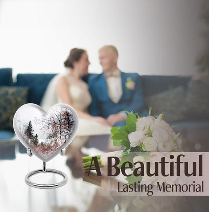 Snowflakes Heart Urn for human ashes