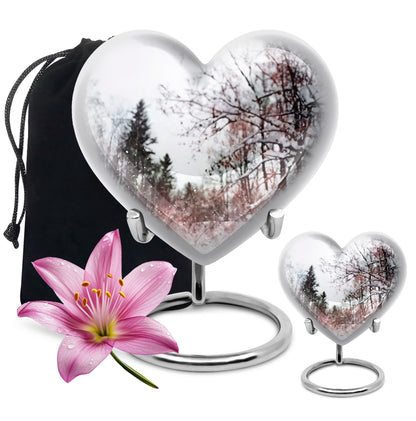 Snowflakes Heart Urn for human ashes