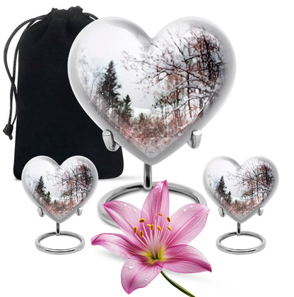 Snowflakes Heart Urn for human ashes