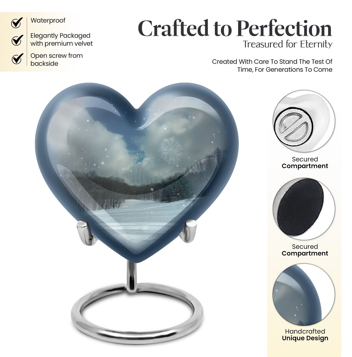 Snowflakes Heart Urn