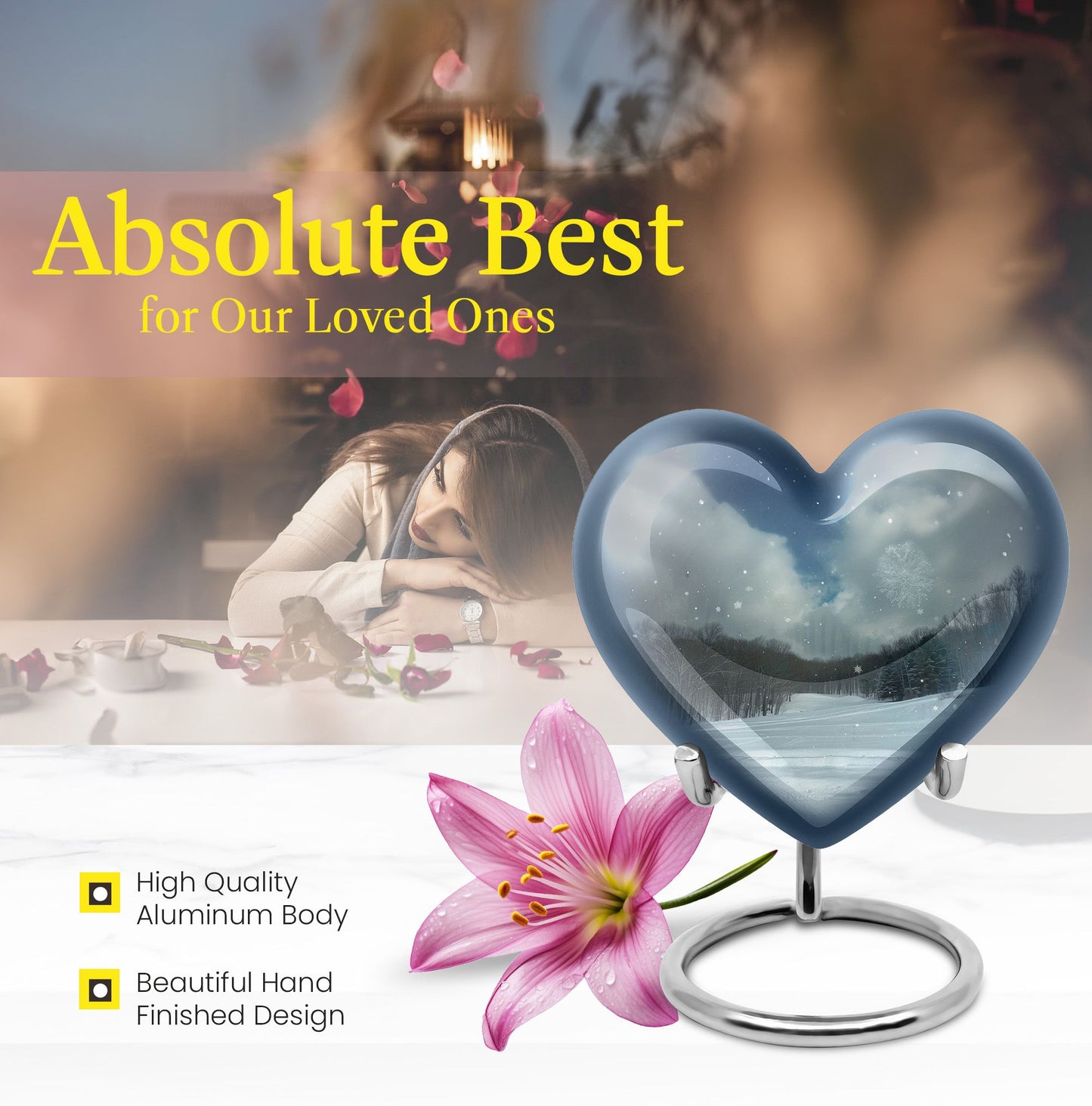Snowflakes Heart Urn