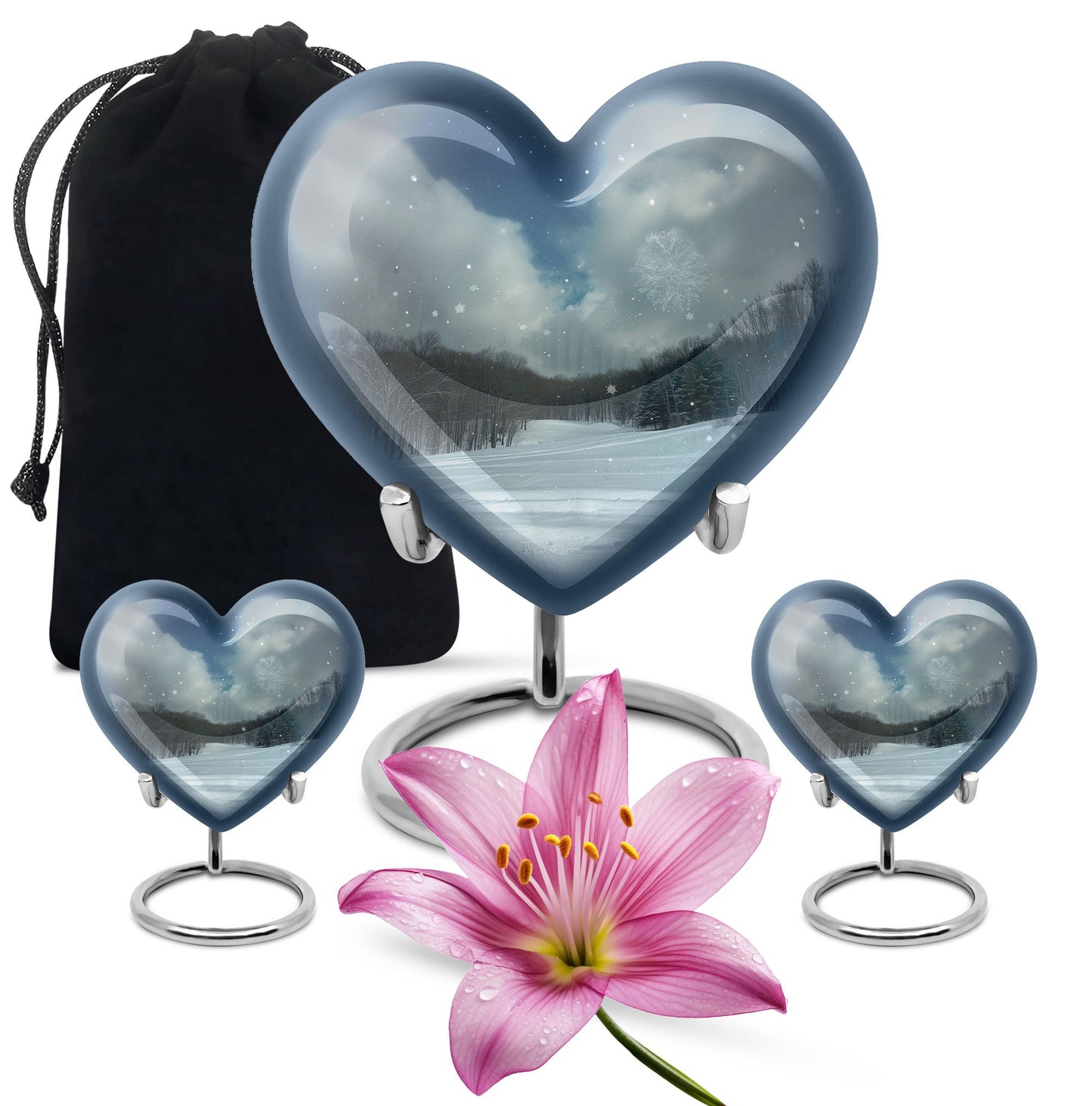 Snowflakes Heart Urn