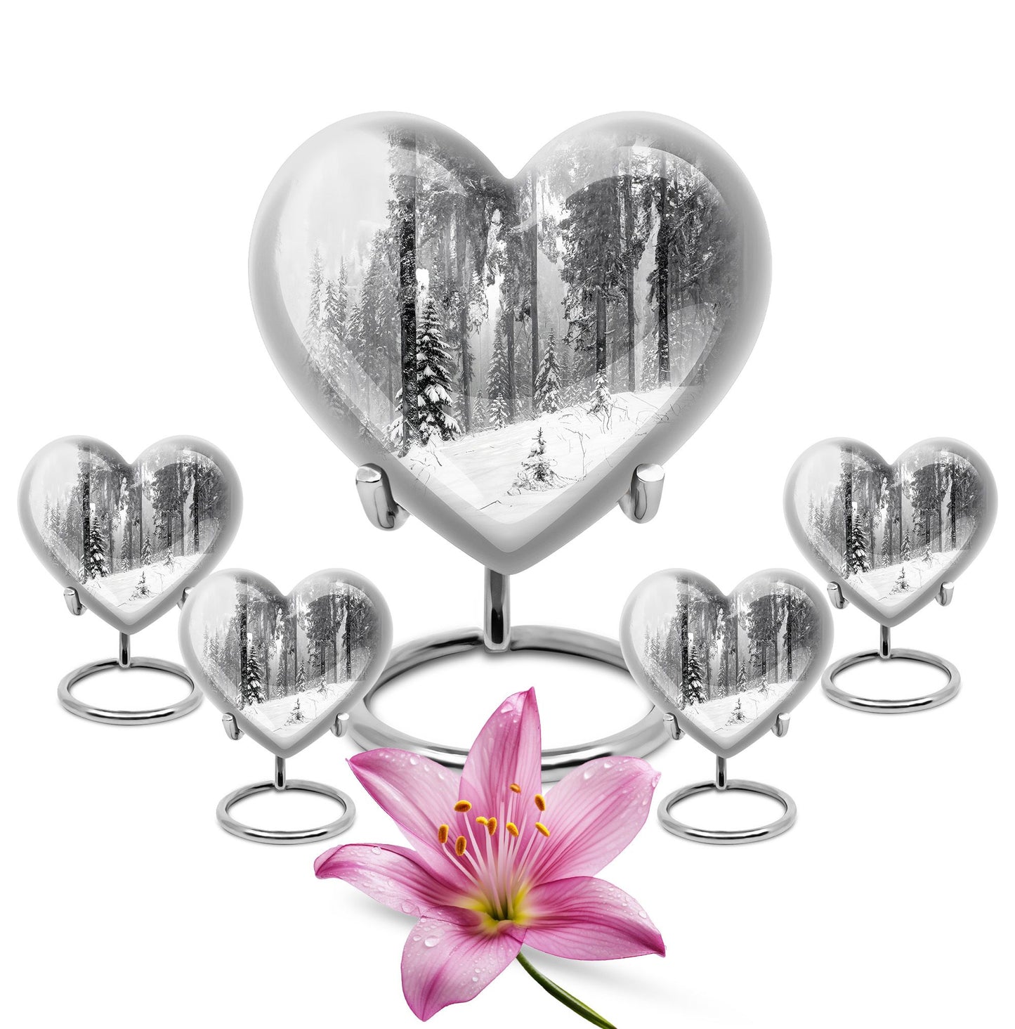 heart snowflakes urn