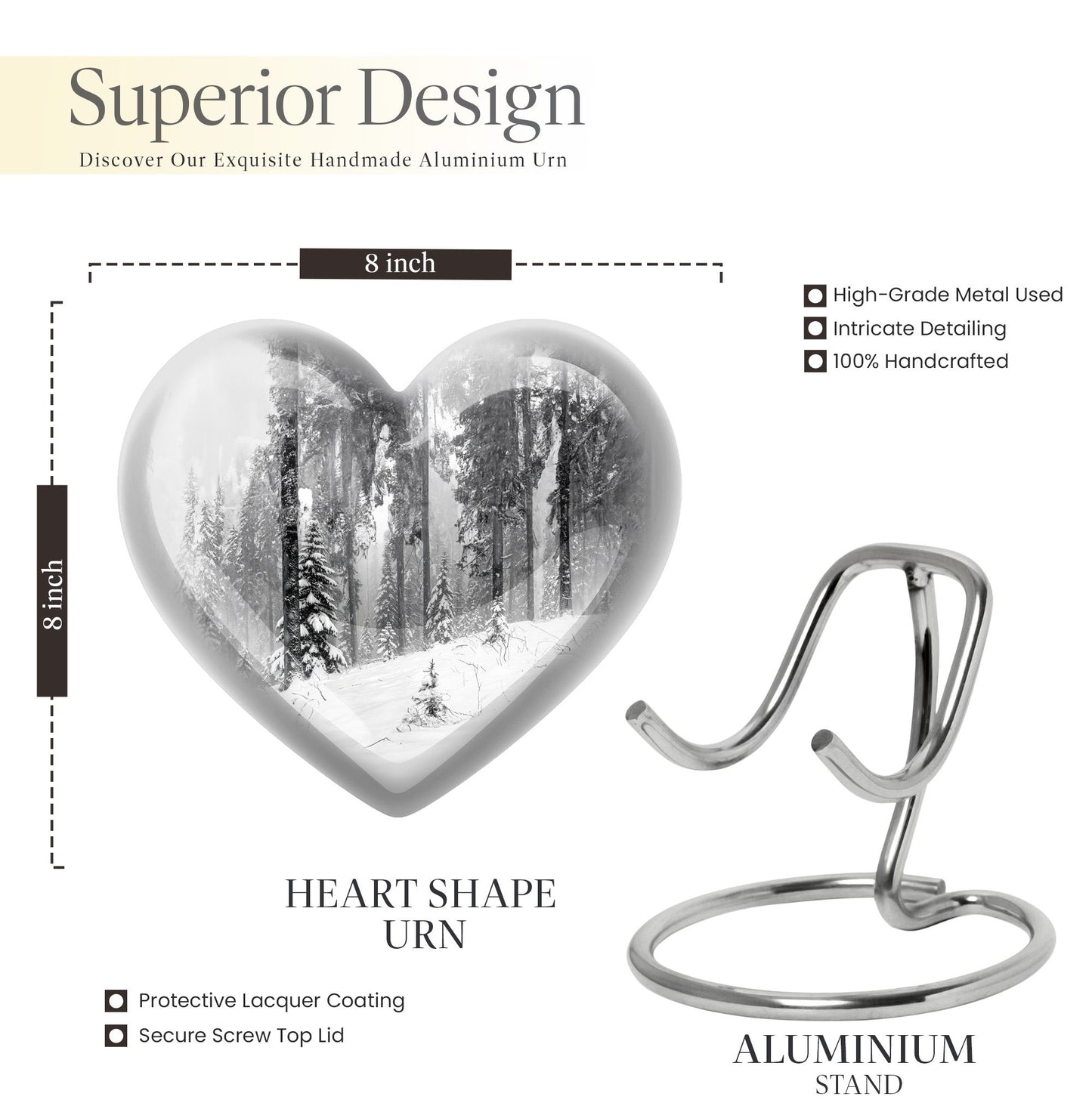 heart snowflakes urn