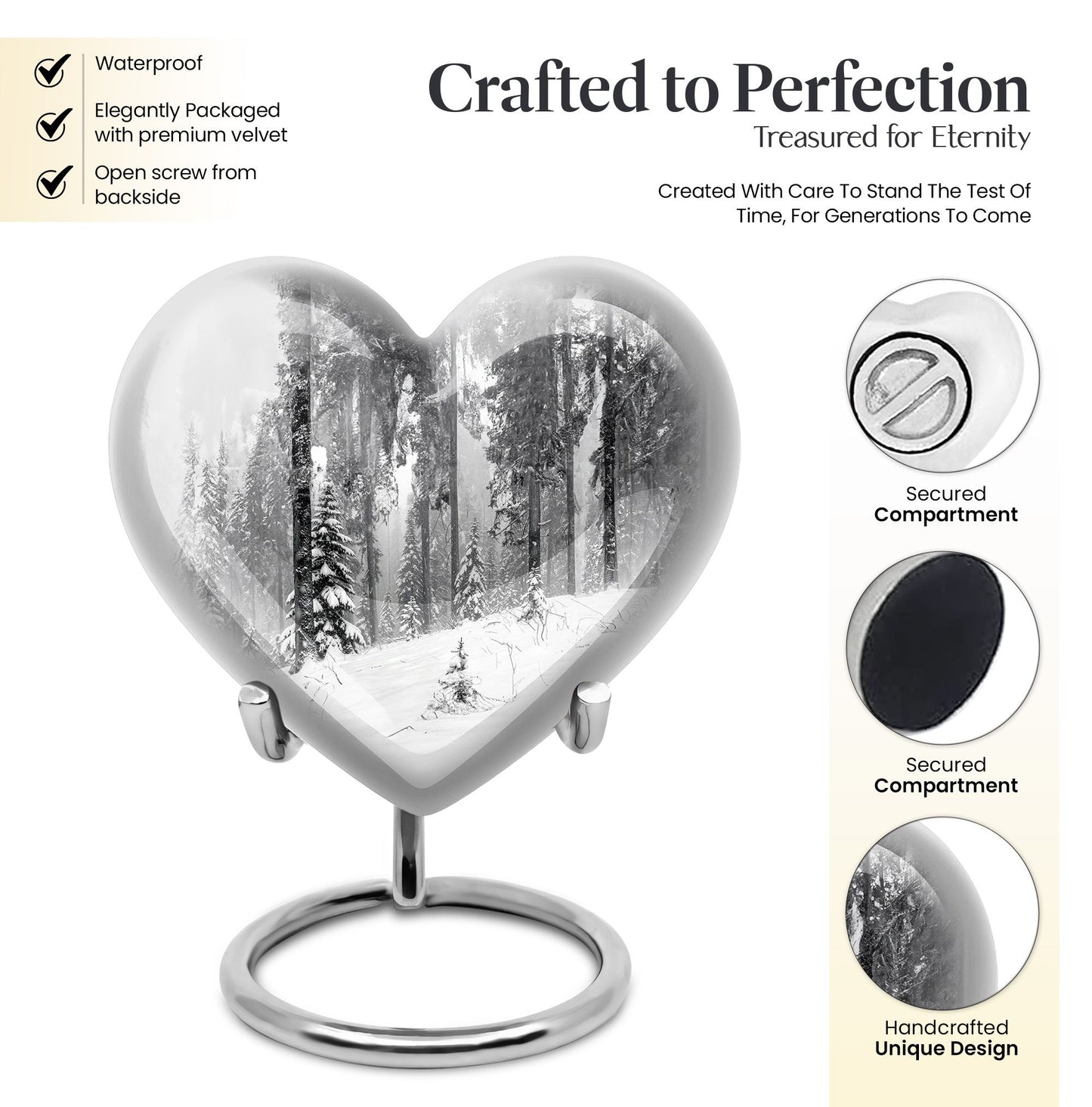 heart snowflakes urn