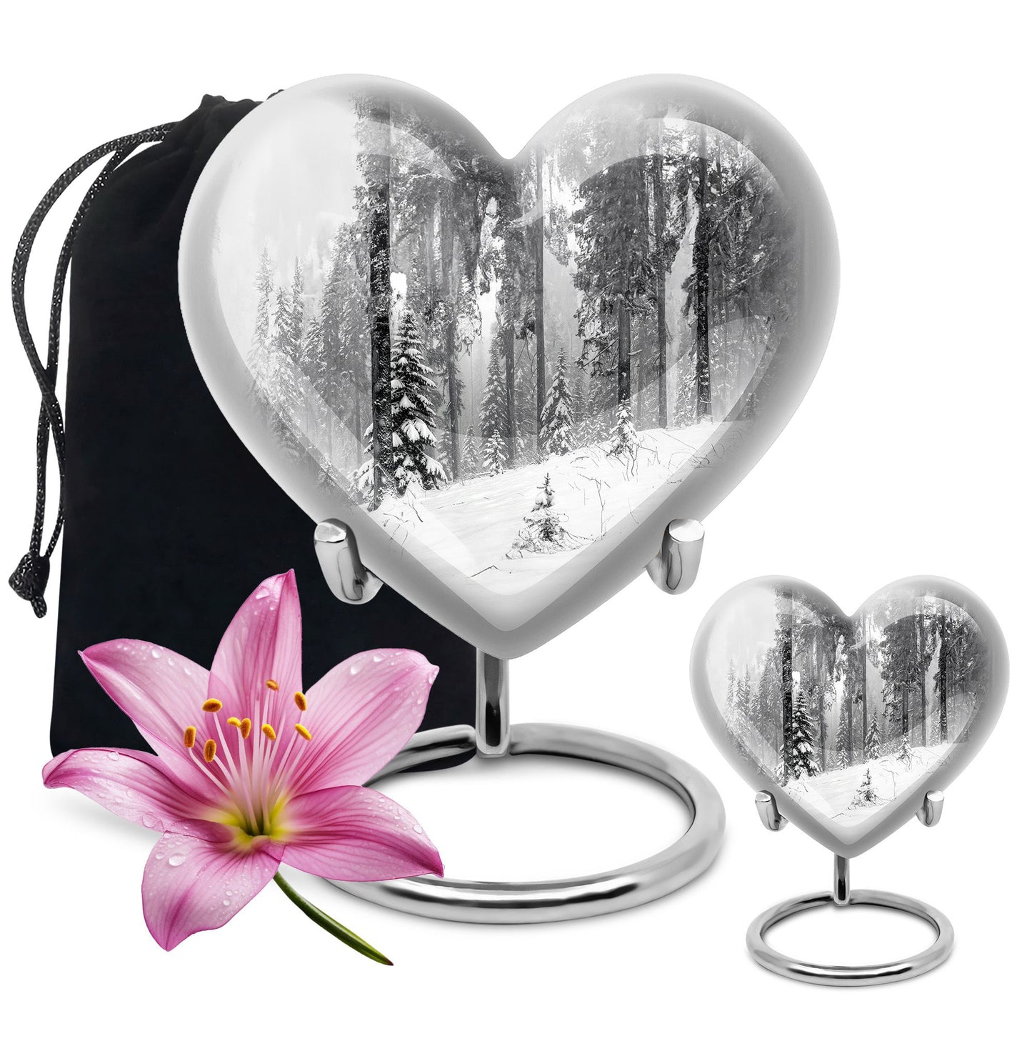 heart snowflakes urn