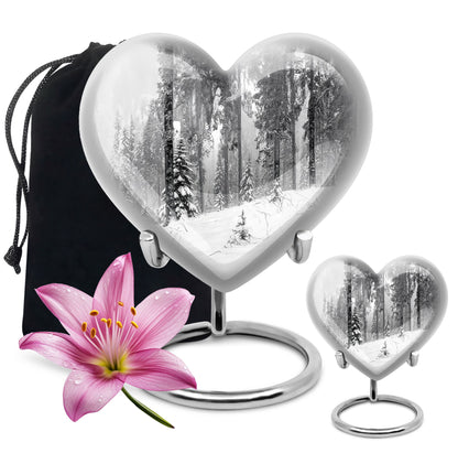 heart snowflakes urn