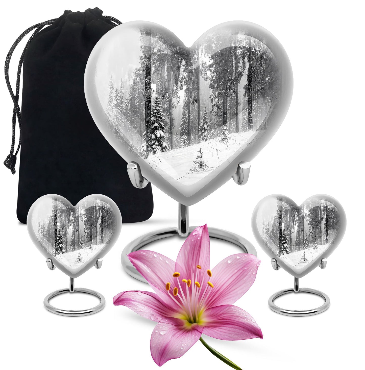 heart snowflakes urn