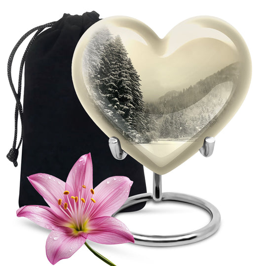 heart-shaped Snowflakes cremation urn