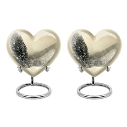 heart-shaped Snowflakes cremation urn