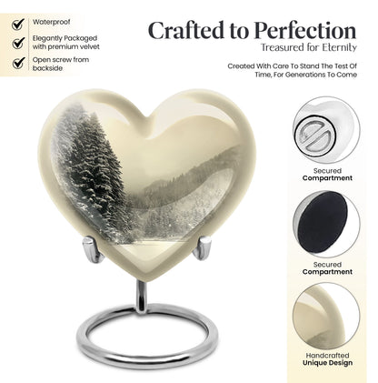 heart-shaped Snowflakes cremation urn