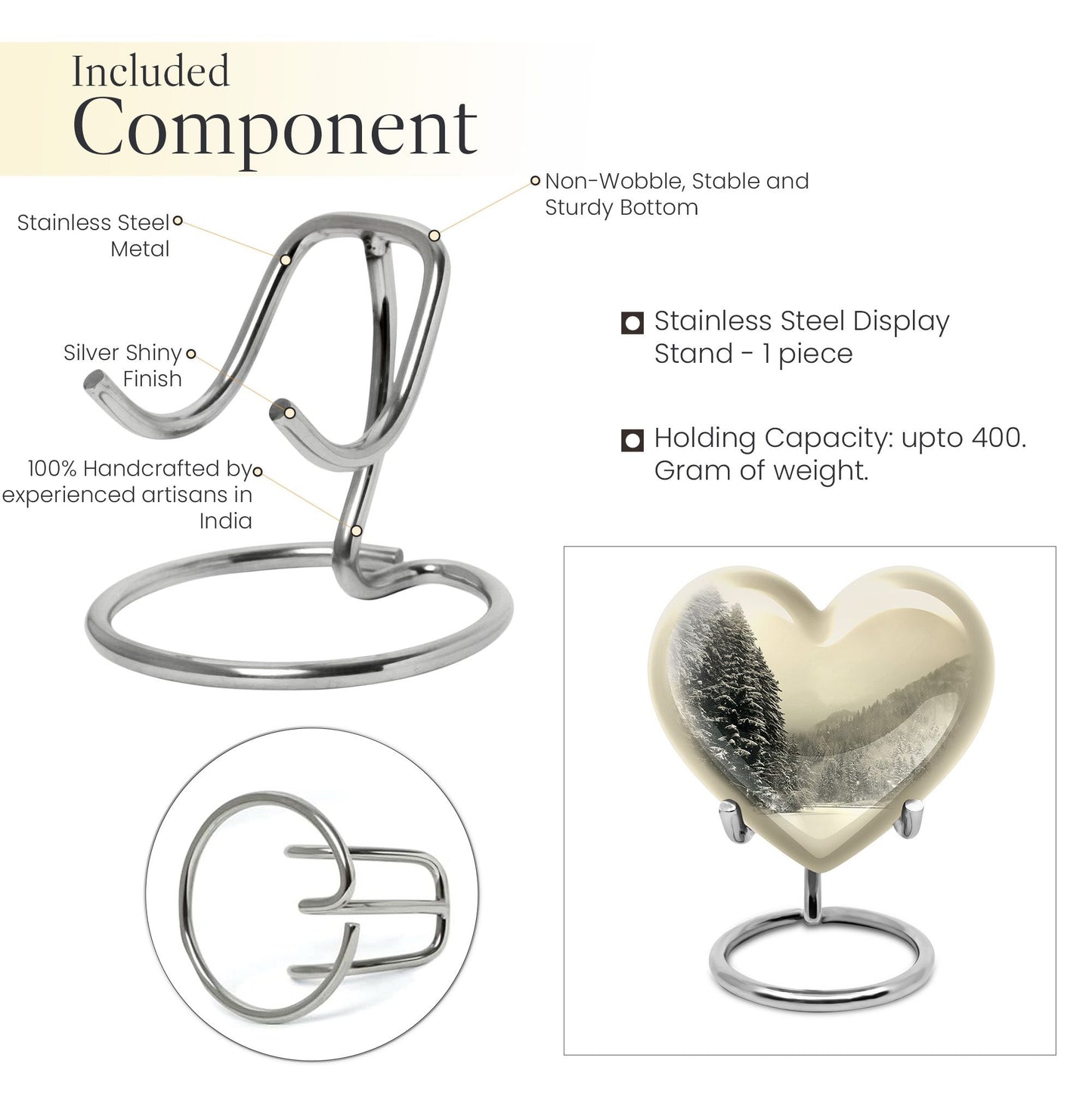 heart-shaped Snowflakes cremation urn