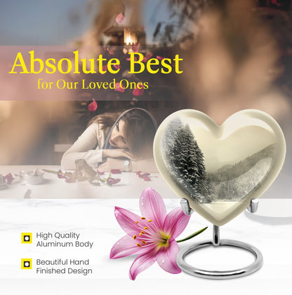 heart-shaped Snowflakes cremation urn