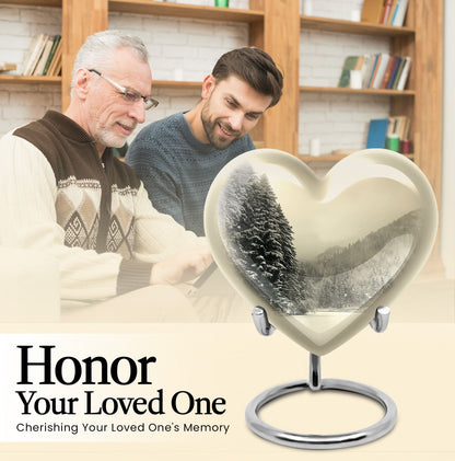 heart-shaped Snowflakes cremation urn
