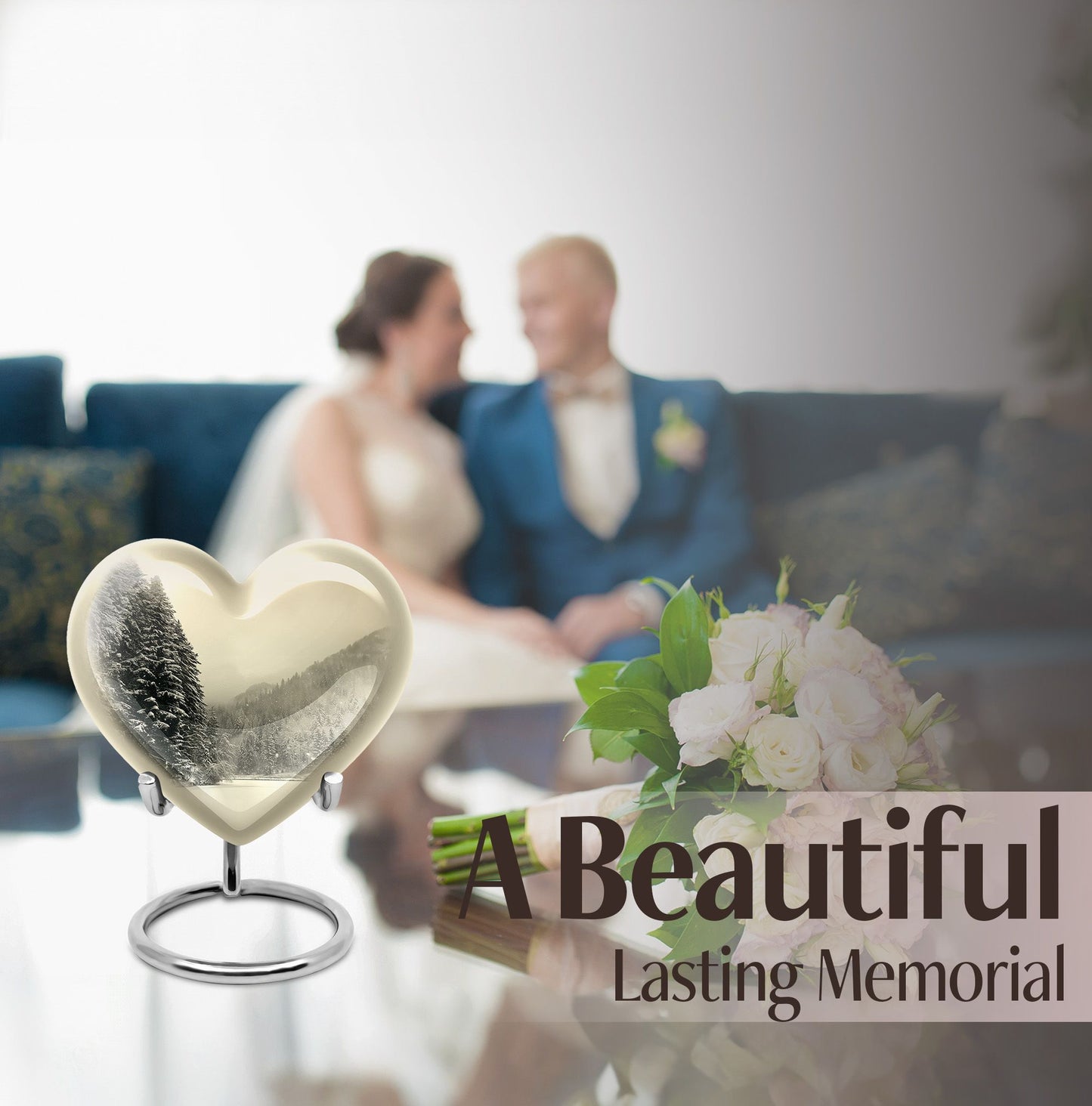 heart-shaped Snowflakes cremation urn