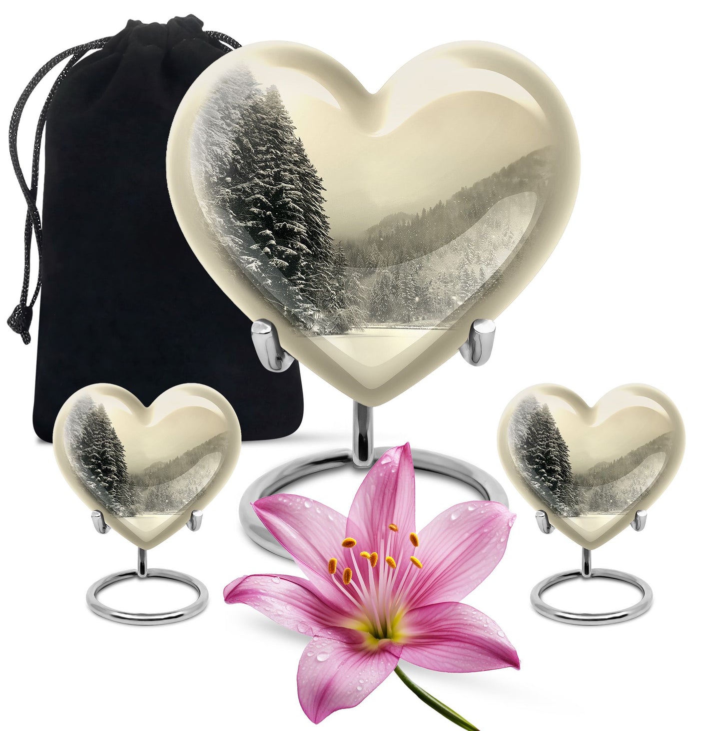 heart-shaped Snowflakes cremation urn