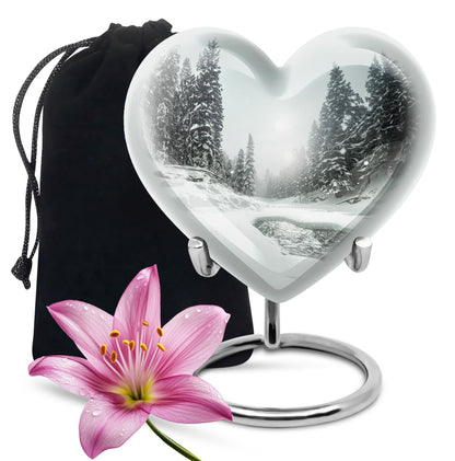Heart-shaped Snowflakes Urn.