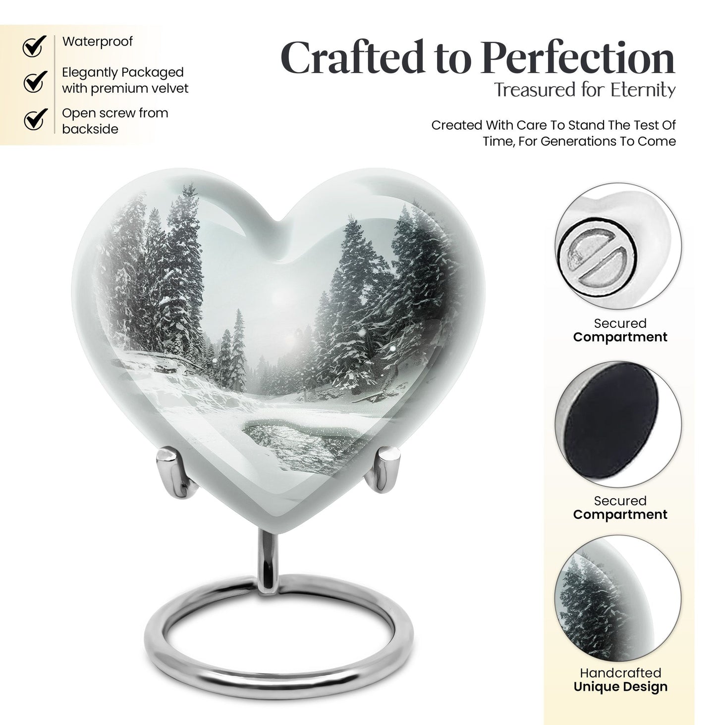 Heart-shaped Snowflakes Urn.