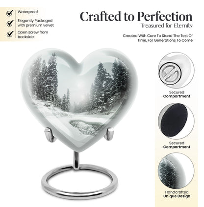 Heart-shaped Snowflakes Urn.