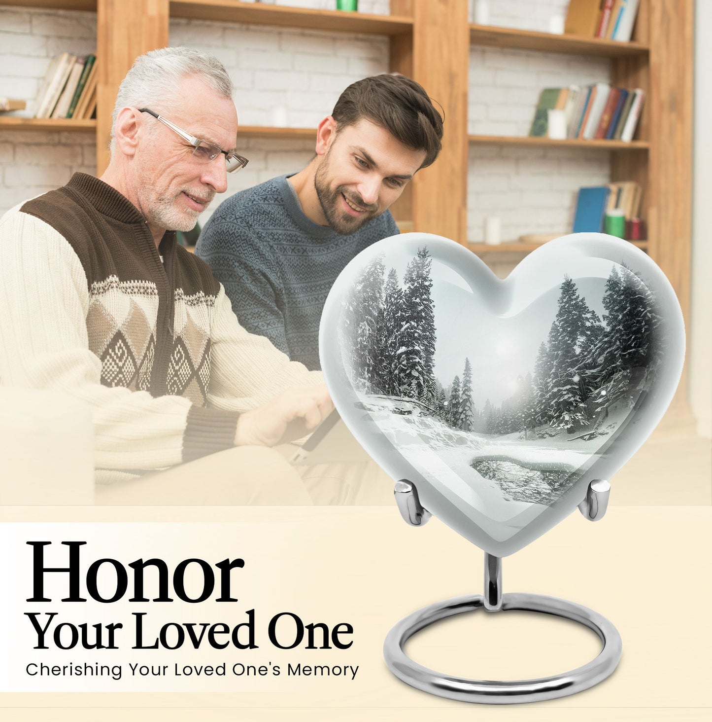 Heart-shaped Snowflakes Urn.