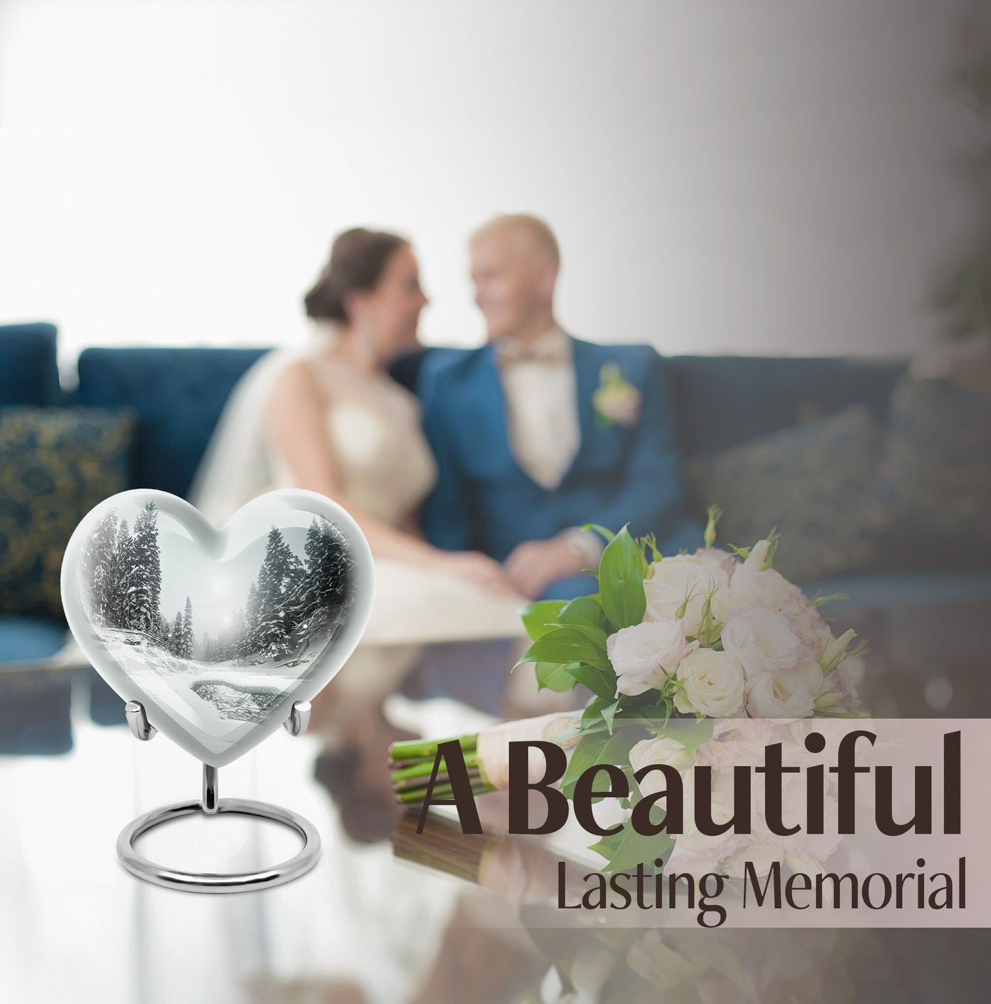 Heart-shaped Snowflakes Urn.