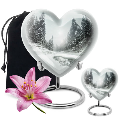 Heart-shaped Snowflakes Urn.