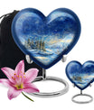 Snowflakes Small Urn Large Memorial, Funeral Urn For Ashes