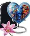 heart-shaped stained glass urn for adult ashes