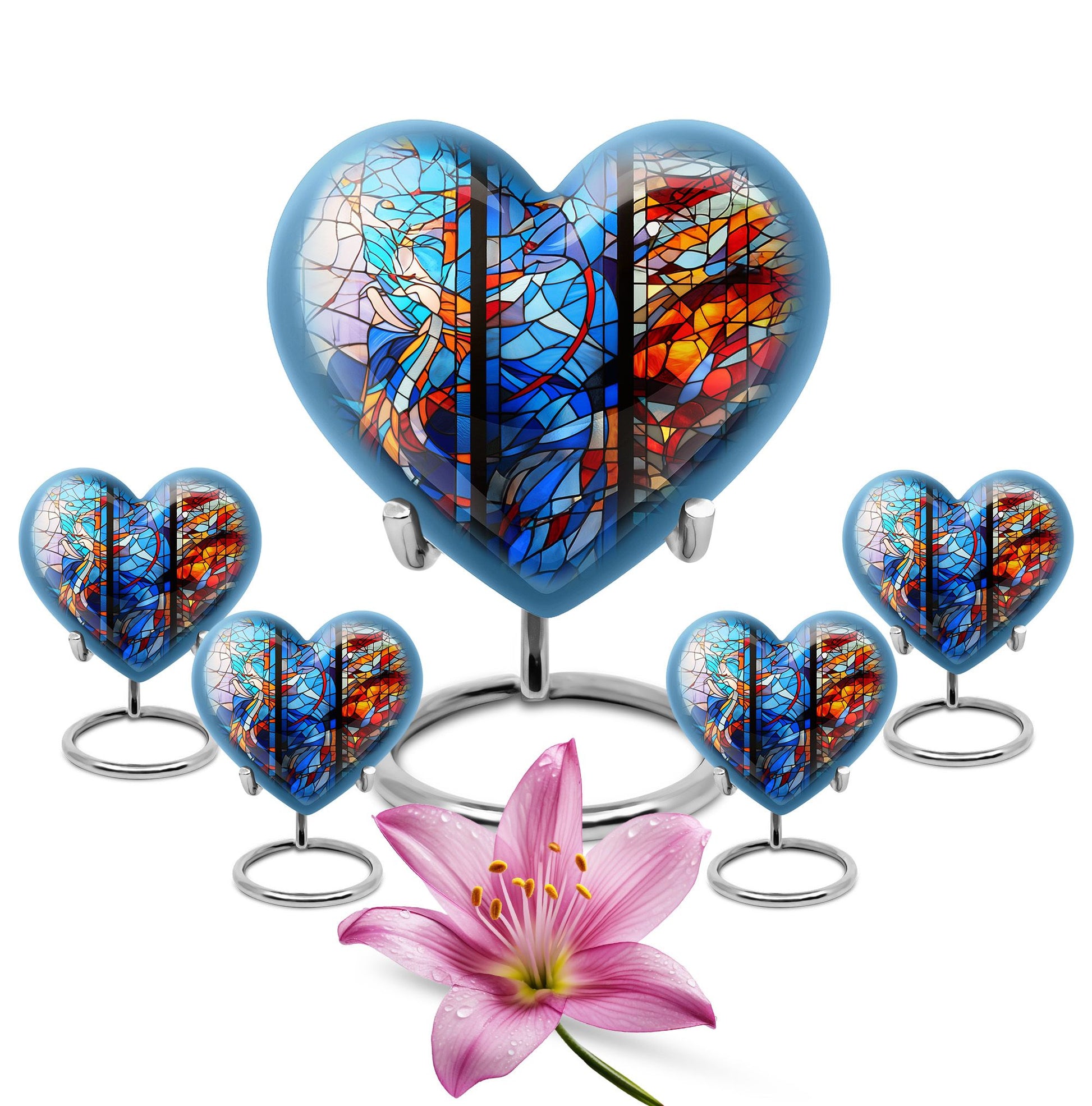 heart-shaped stained glass urn for adult ashes