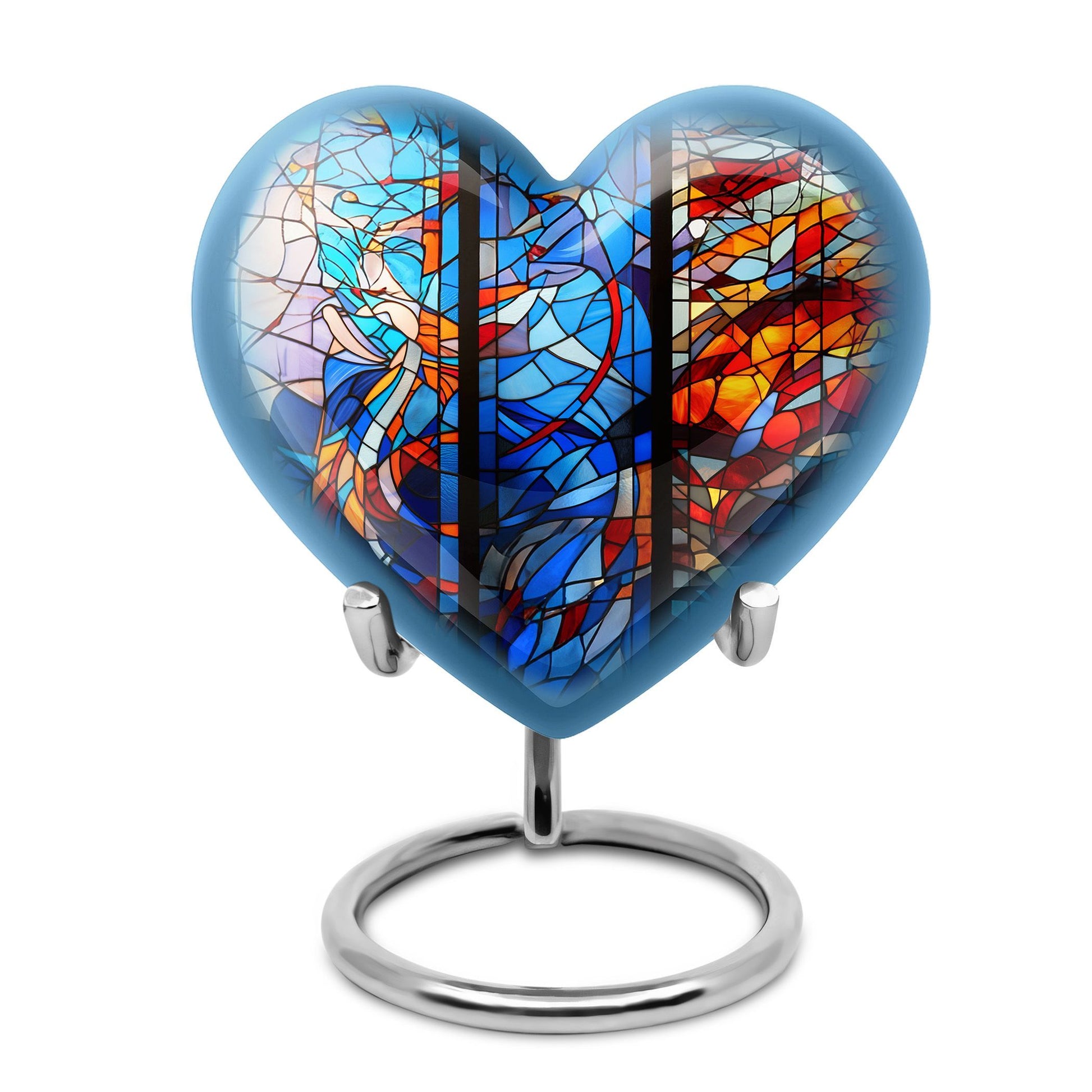 heart-shaped stained glass urn for adult ashes