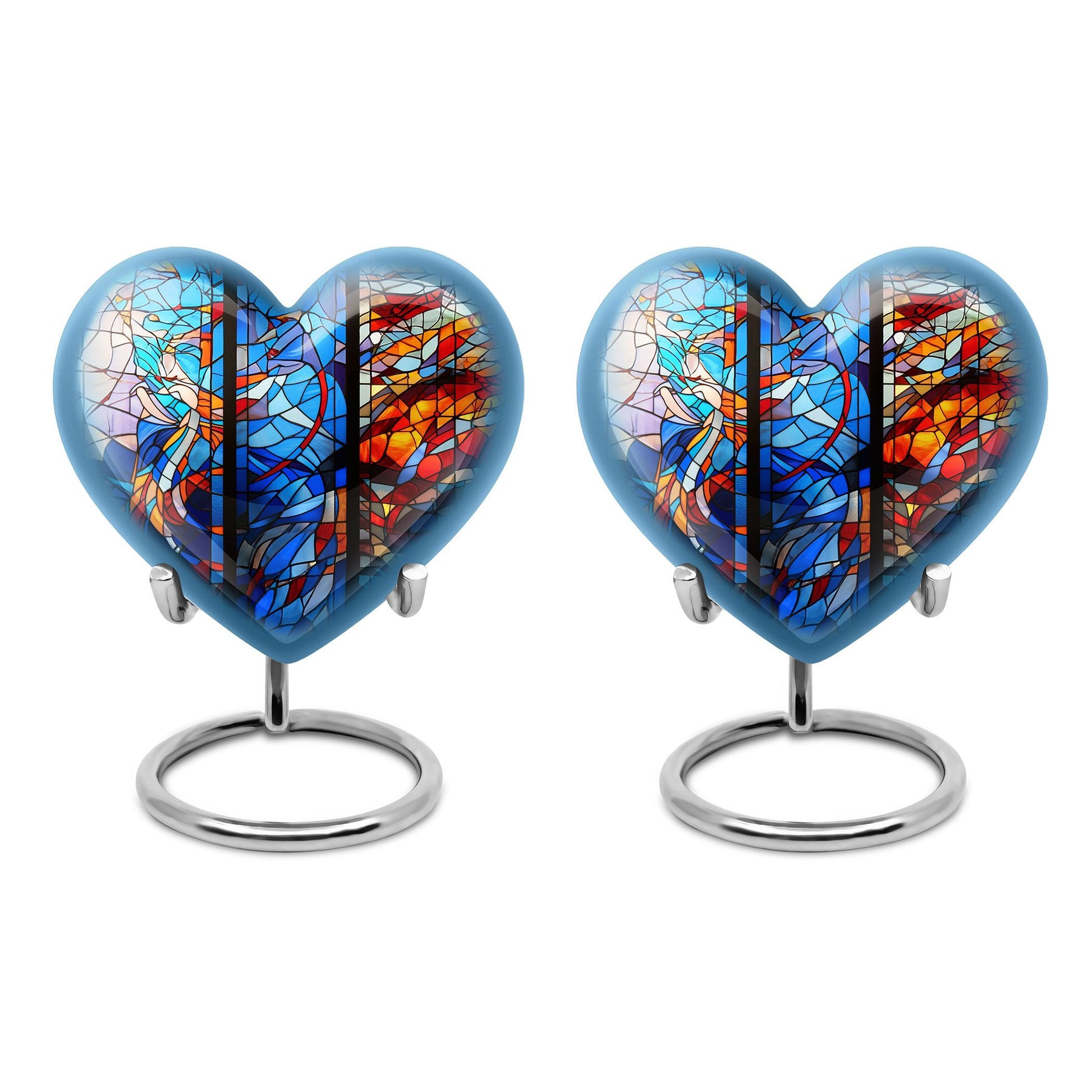 heart-shaped stained glass urn for adult ashes