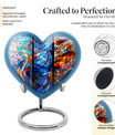 heart-shaped stained glass urn for adult ashes