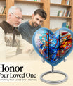 heart-shaped stained glass urn for adult ashes
