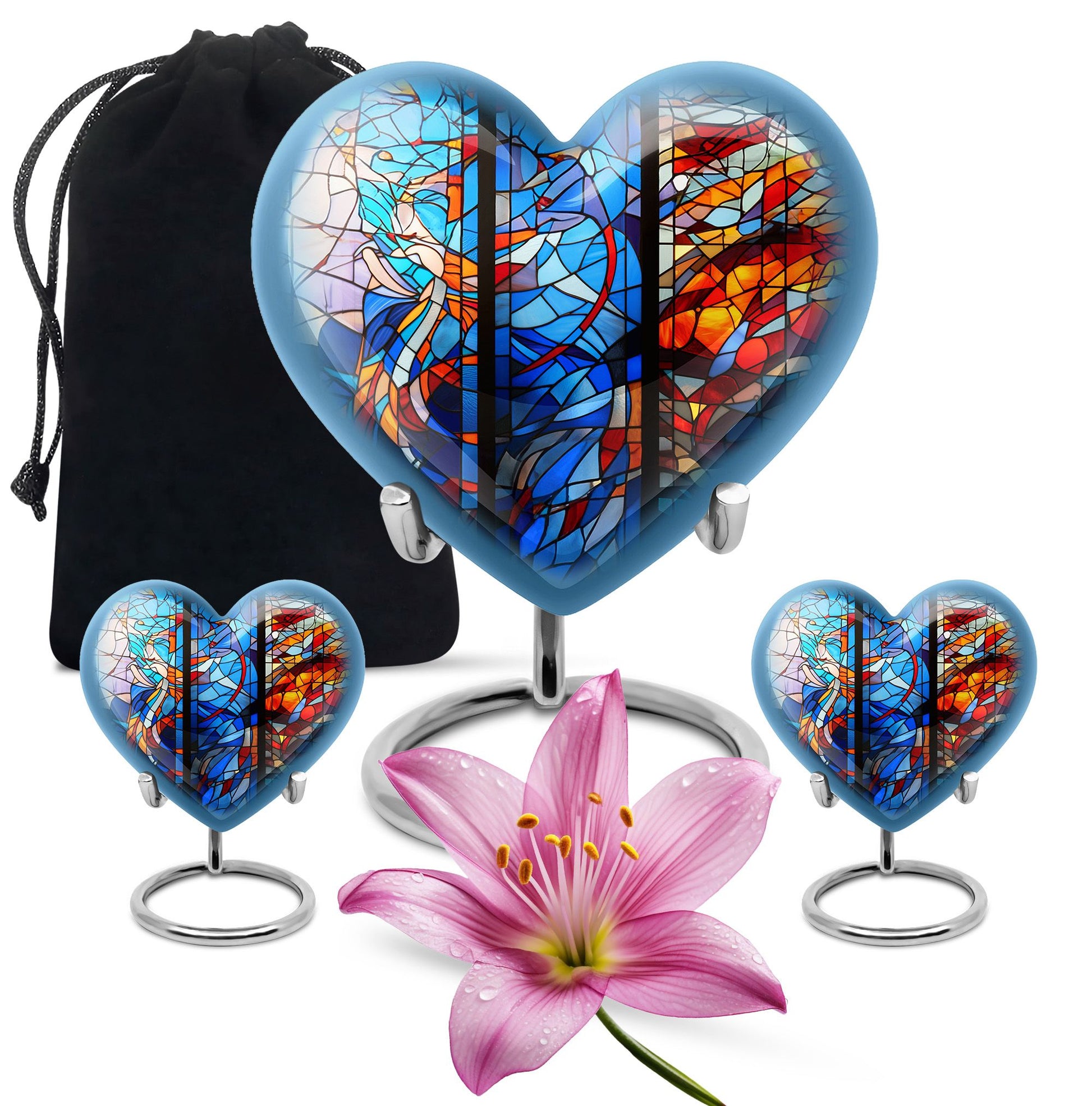 heart-shaped stained glass urn for adult ashes