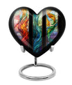stained glass heart-shaped urn for men's cremation ashes.