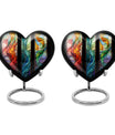 stained glass heart-shaped urn for men's cremation ashes.