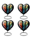 stained glass heart-shaped urn for men's cremation ashes.
