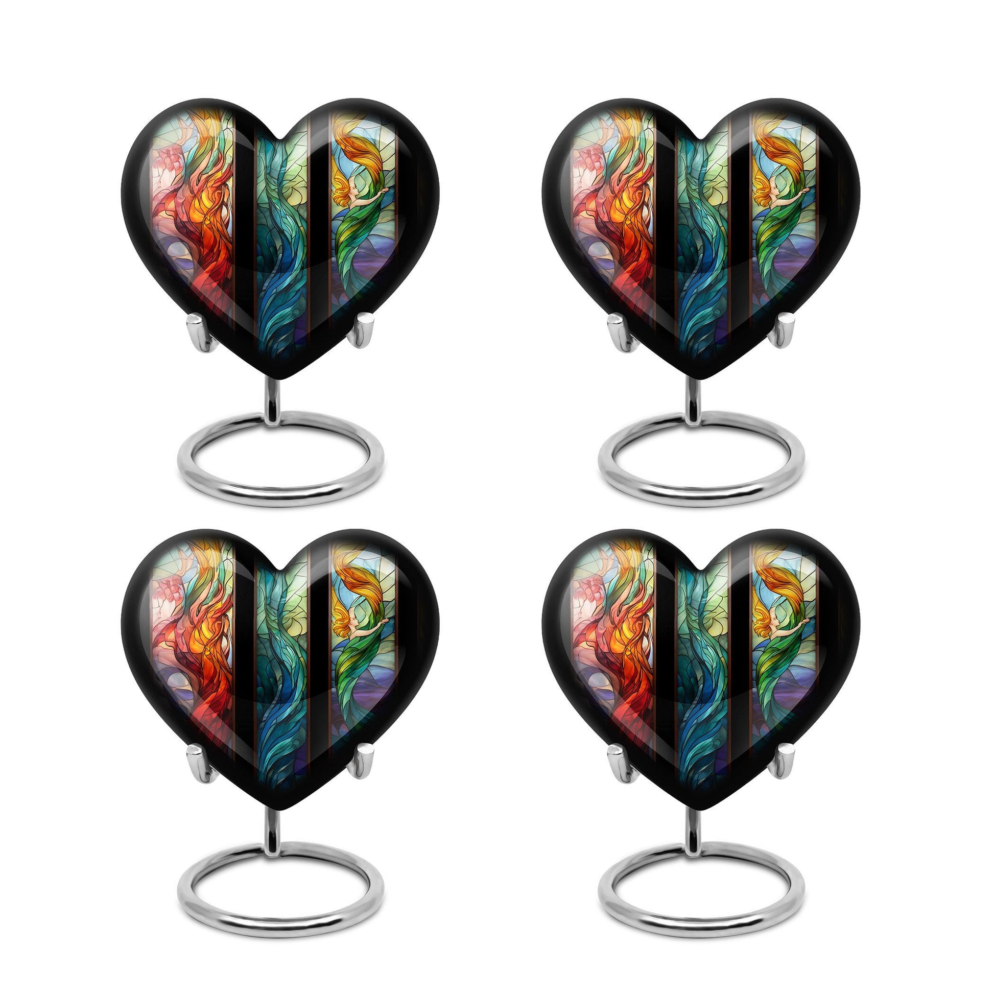 stained glass heart-shaped urn for men's cremation ashes.