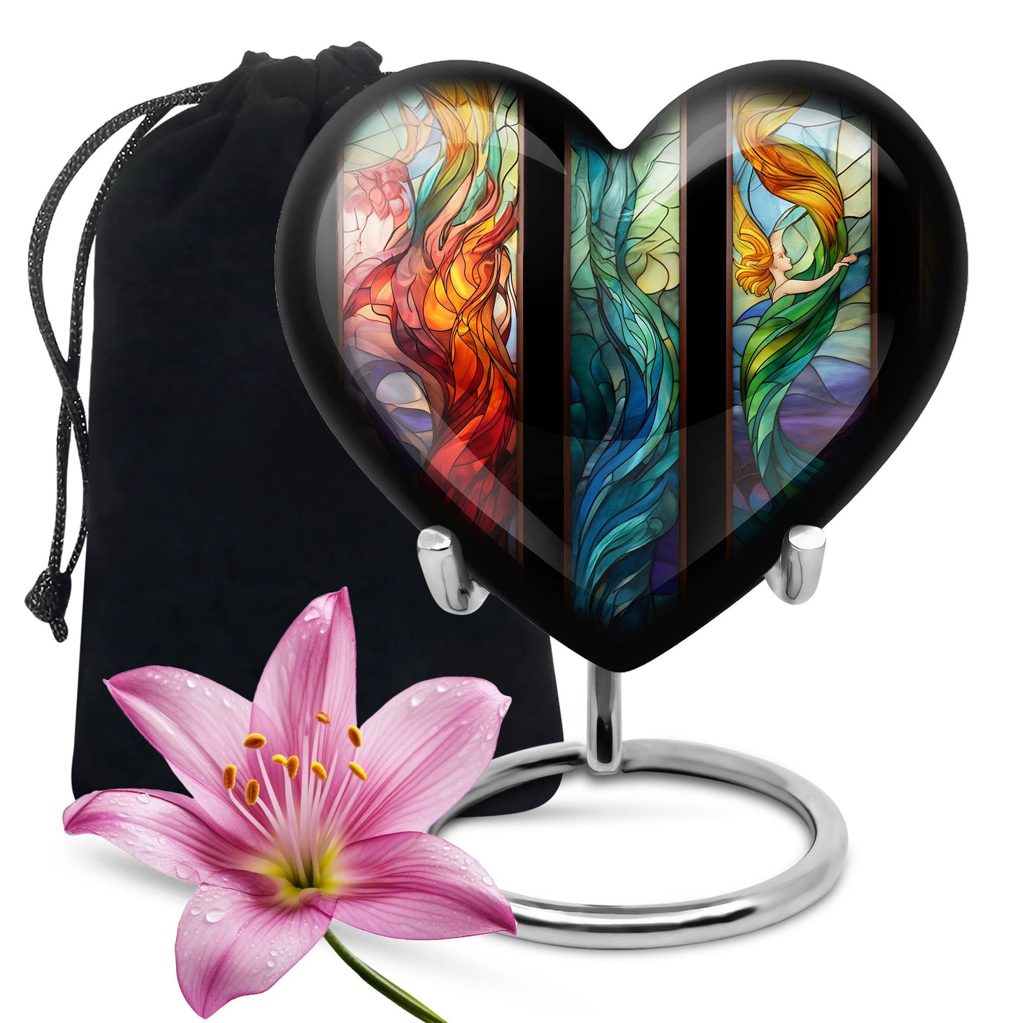 Glass Stained Glass Memorial Urn for Human Ashes - 10-inch, 200 cu in - Yatskia