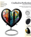 stained glass heart-shaped urn for men's cremation ashes.