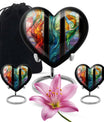 stained glass heart-shaped urn for men's cremation ashes.