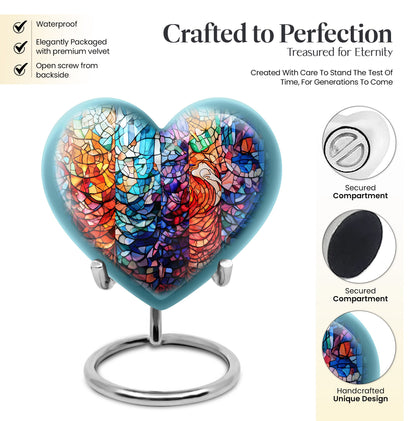 heart shaped stained glass urn for woman's cremation