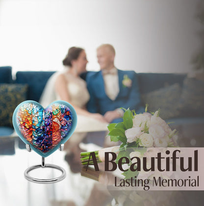 heart shaped stained glass urn for woman's cremation
