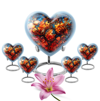 heart-shaped large stained glass urn
