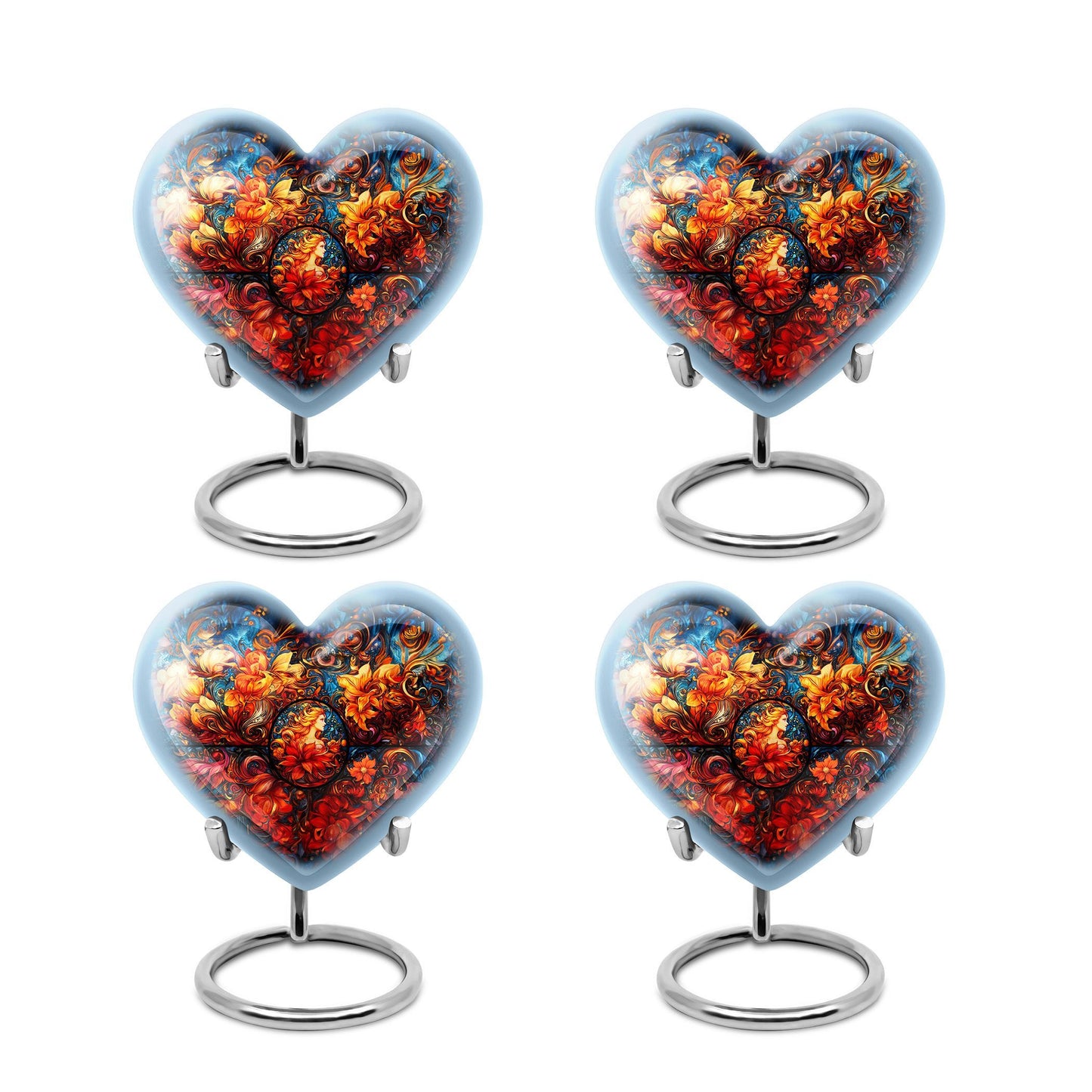 heart-shaped large stained glass urn