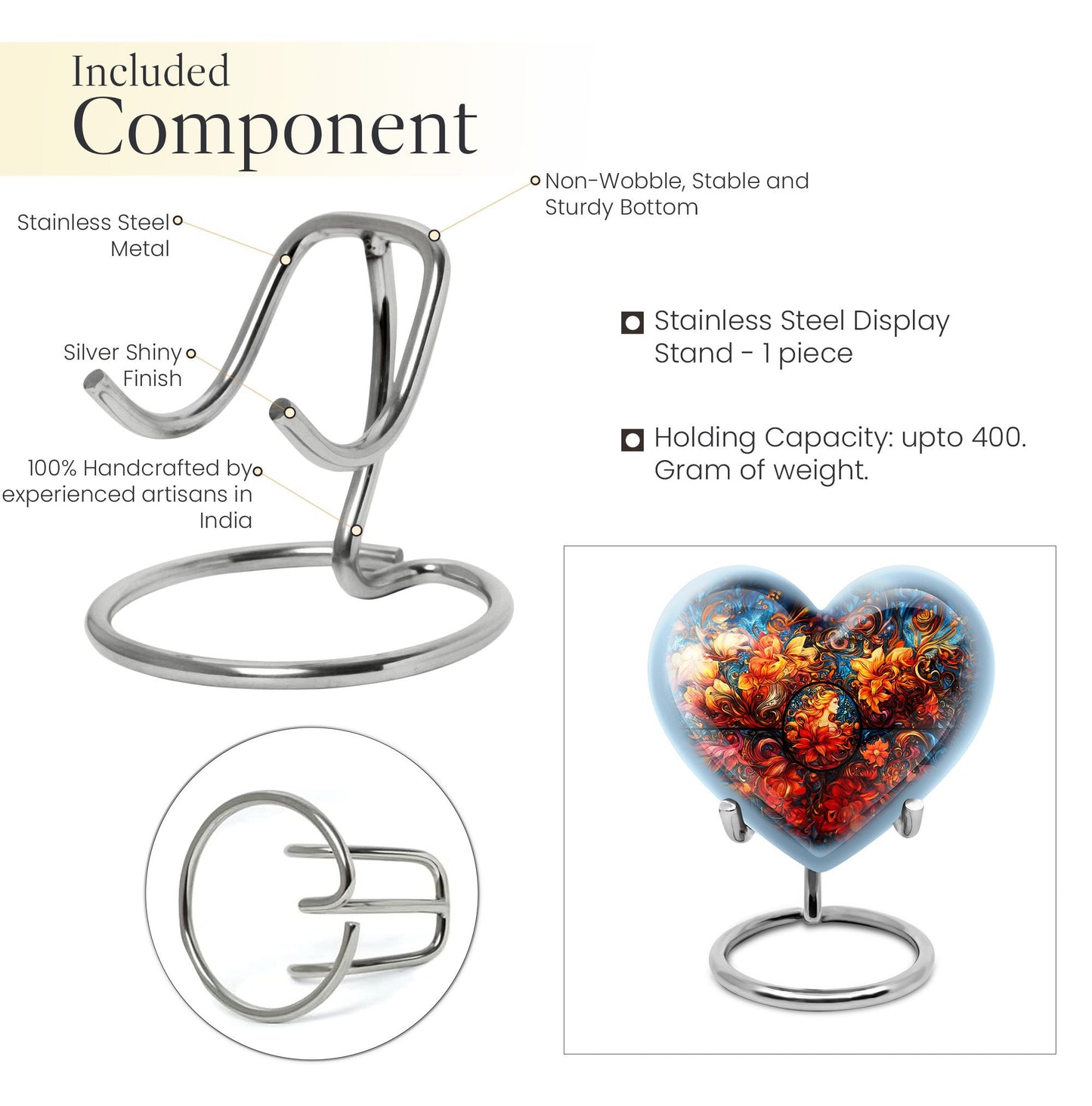 heart-shaped large stained glass urn