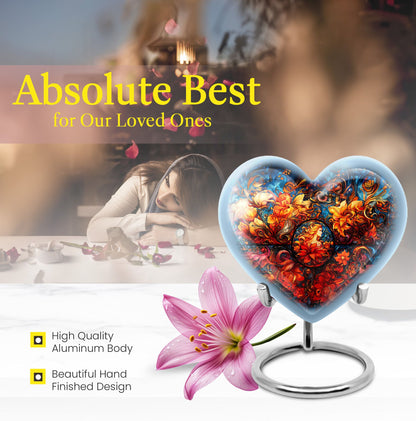 heart-shaped large stained glass urn