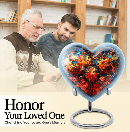 heart-shaped large stained glass urn