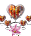 heart-shaped stained glass urn for adult male ashes.